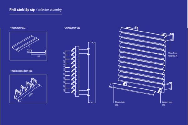 Sơ đồ kích thước và cách bố trí thanh lam che nắng gỗ nhựa